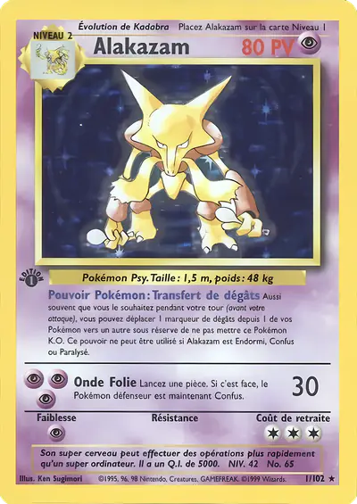 Image de la carte Pokemon Alakazam (Édition 1) 1/102