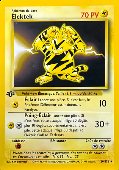Image de la carte Pokemon Élektek (Édition 1) 20/102