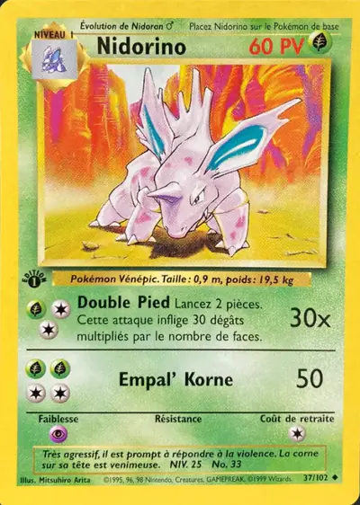 Image de la carte Pokemon Nidorino (Édition 1) 37/102