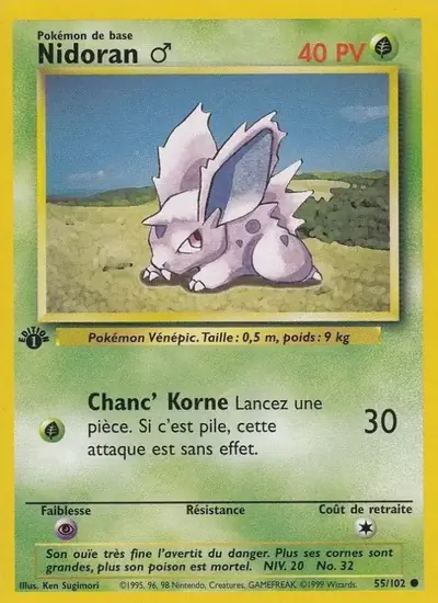 Image de la carte Pokemon Nidoran ♂ (Édition 1) 55/102