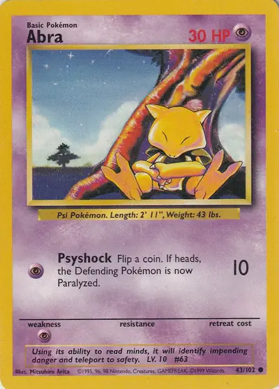 Image de la carte Pokemon Abra 43/102