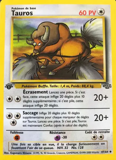 Image de la carte Pokemon Tauros (Édition 1) 47/64
