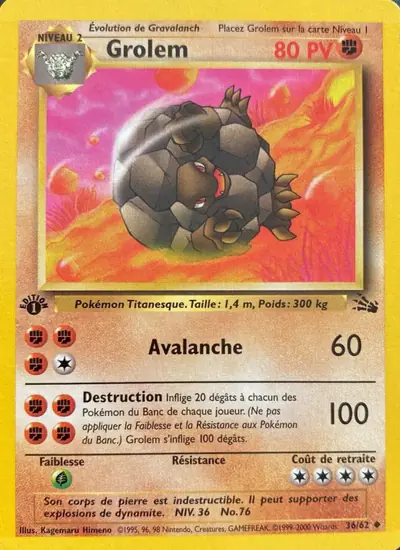 Image de la carte Pokemon Grolem (Édition 1) 36/62