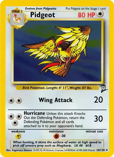 Carte Pokémon Pidgeot 14/130 — Base Set 2