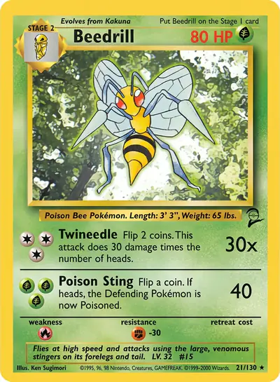 Carte Pokémon Beedrill 21/130 — Base Set 2