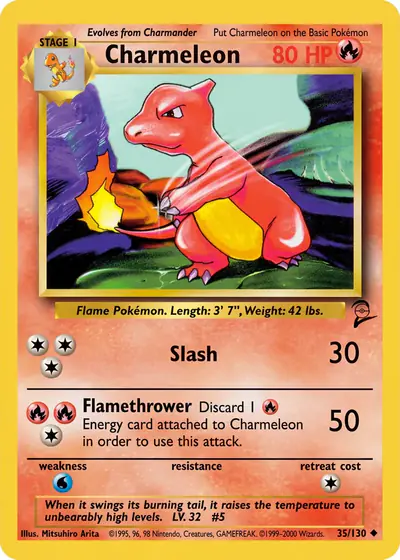 Carte Pokémon Charmeleon 35/130 — Base Set 2