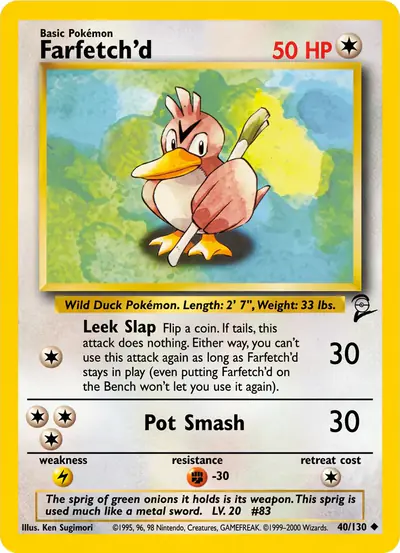 Carte Pokémon Farfetch'd 40/130 — Base Set 2