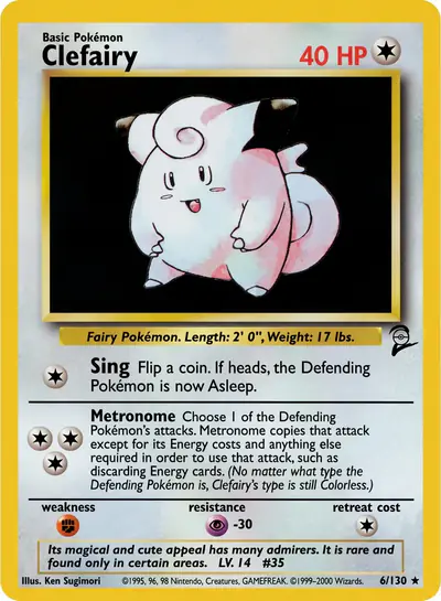 Carte Pokémon Clefairy 6/130 — Base Set 2