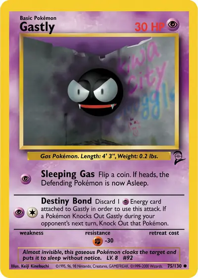 Carte Pokémon Gastly 75/130 — Base Set 2