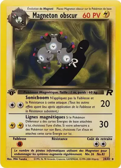 Image de la carte Pokemon Magneton Obscur (Édition 1) 28/82