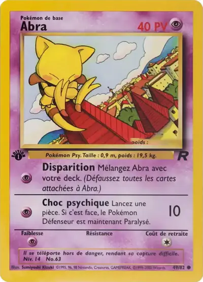 Image de la carte Pokemon Abra (Édition 1) 49/82