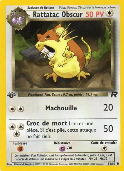 Image de la carte Pokemon Rattatac Obscur (Édition 1) 51/82