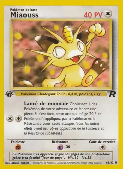 Image de la carte Pokemon Miaouss (Édition 1) 62/82