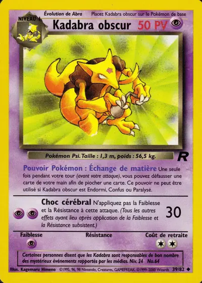 Image de la carte Pokemon Kadabra Obscur 39/82