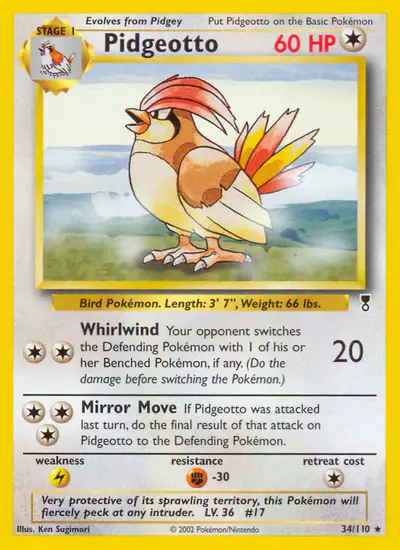 Image de la carte Pokemon Pidgeotto 34/110
