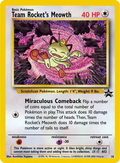 Carte Pokémon Team Rocket's Meowth 18/53 — Wizards Black Star Promos
