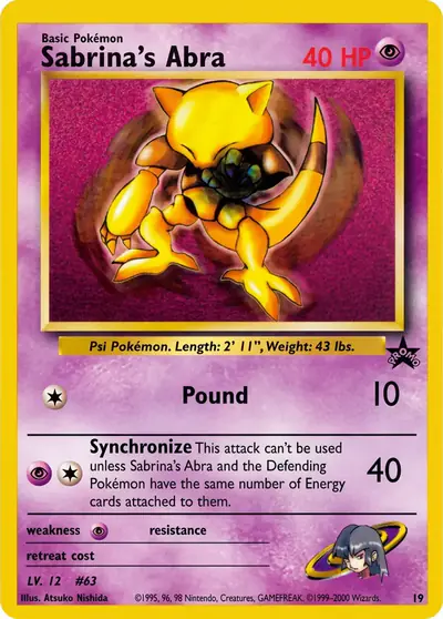 Carte Pokémon Sabrina's Abra 19/53 — Wizards Black Star Promos