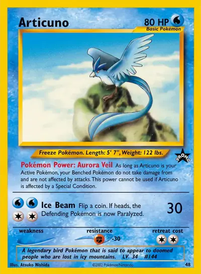 Carte Pokémon Articuno 48/53 — Wizards Black Star Promos
