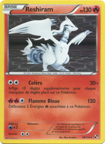 Image de la carte Pokemon Reshiram 26/114