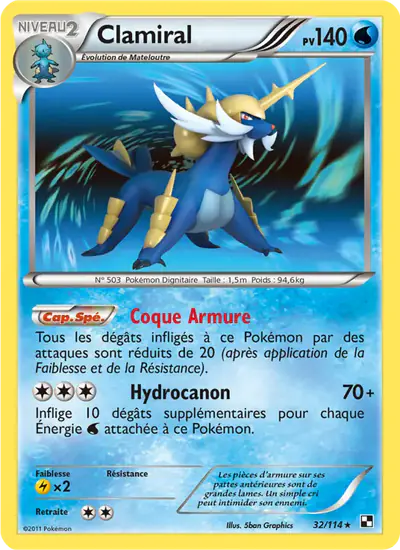 Image de la carte Pokemon Clamiral 32/114