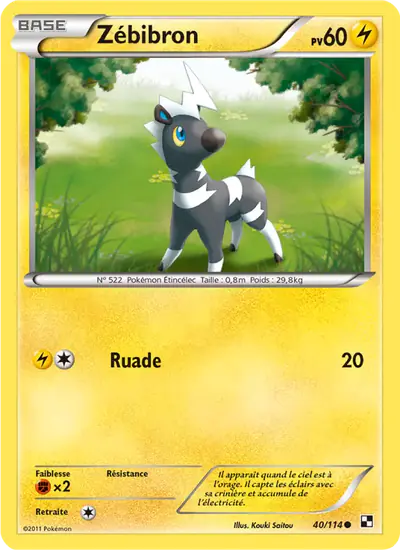Image de la carte Pokemon Zébibron 40/114