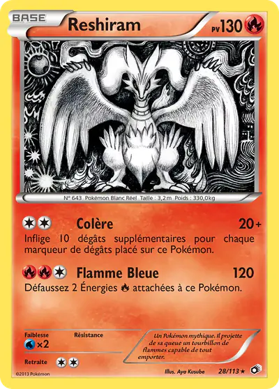 Image de la carte Pokemon Reshiram 28/113