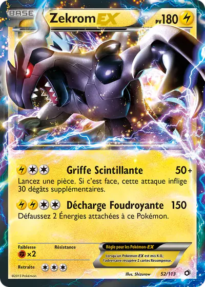Image de la carte Pokemon Zekrom EX 52/113