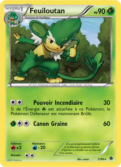 Image de la carte Pokemon Feuiloutan 2/98