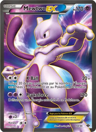 Image de la carte Pokemon Mewtwo EX 98/99