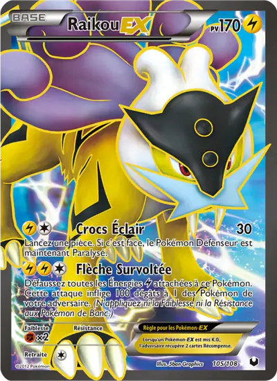 Image de la carte Pokemon Raikou EX 105/108