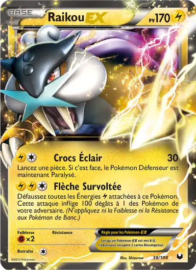 Image de la carte Pokemon Raikou EX 38/108