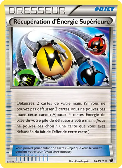 Image de la carte Pokemon Récupération d'Énergie Supérieure 103/116