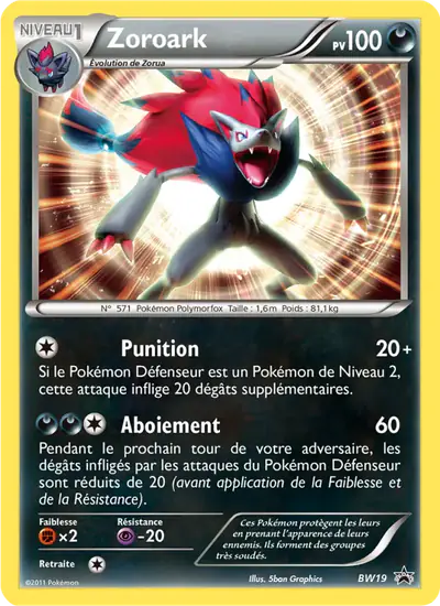 Image de la carte Pokemon Zoroark BW19/101