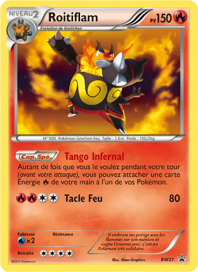 Image de la carte Pokemon Roitiflam BW21/101
