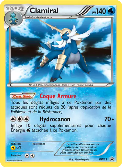 Image de la carte Pokemon Clamiral BW22/101