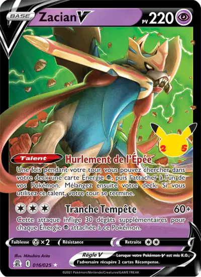 Image de la carte Pokemon Zacian V 016/50