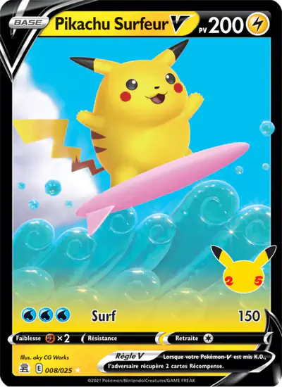 Image de la carte Pokemon Pikachu Surfeur V 008/50