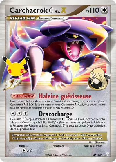 Image de la carte Pokemon Carchacrok C Niv. X 145/50