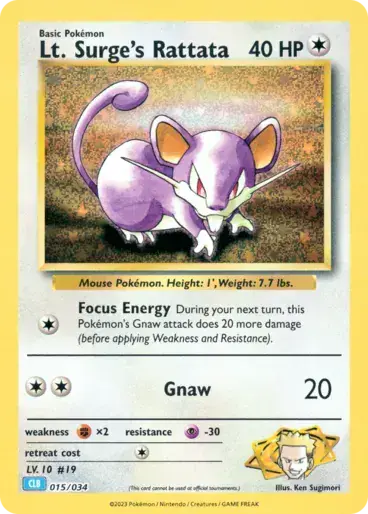 Image de la carte Pokemon Lt. Surge's Rattata 015/34