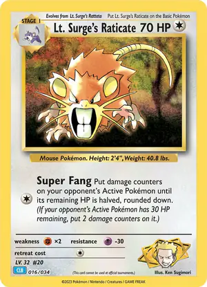 Lt. Surge's Raticate 016/034