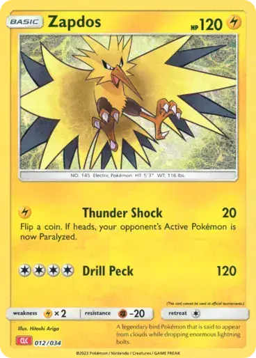 Image de la carte Pokemon Zapdos 012/34