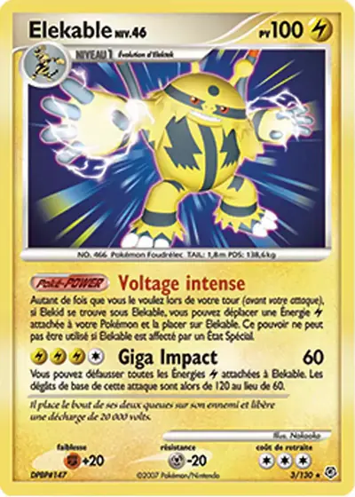 Image de la carte Pokemon Élekable 3/130