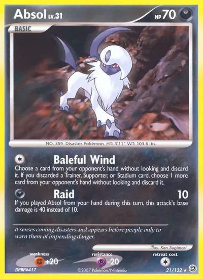 Image de la carte Pokemon Absol 21/132