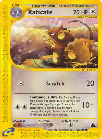 Carte Pokémon Raticate 89/182 — Skyridge