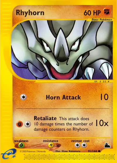 Carte Pokémon Rhyhorn 91/182 — Skyridge