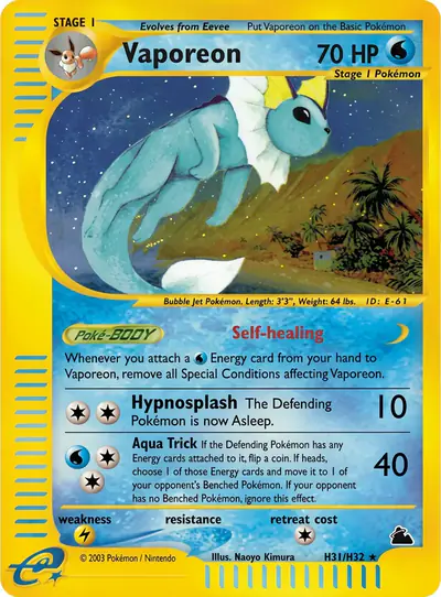 Carte Pokémon Vaporeon H31/182 — Skyridge