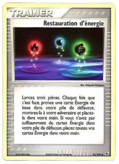 Image de la carte Pokemon Restauration d'énergie 81/109