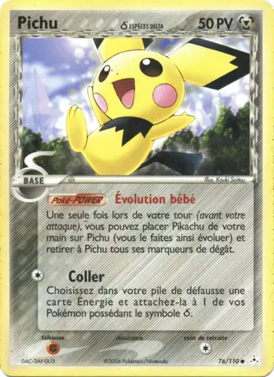 Image de la carte Pokemon Pichu δ 76/110