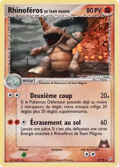 Image de la carte Pokemon Rhinoféros de Team Magma 22/95
