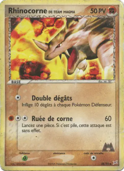 Image de la carte Pokemon Rhinocorne de Team Magma 38/95